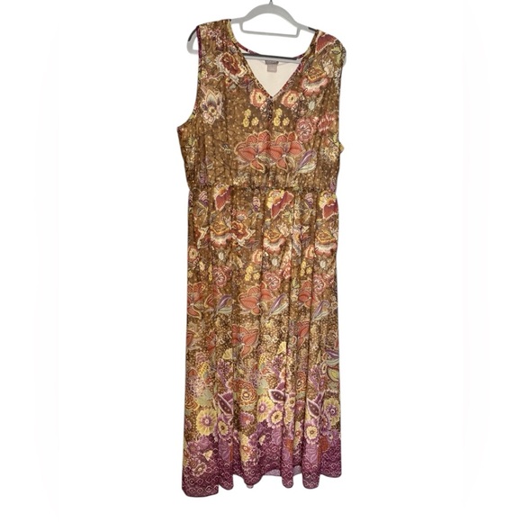 Chicos boho floral print sleeveless maxi dress - Picture 1 of 6